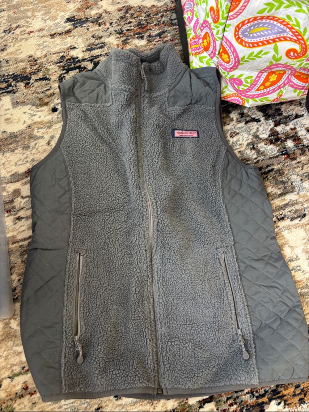 Vineyard Vines Gray Quilted & Sherpa Vest